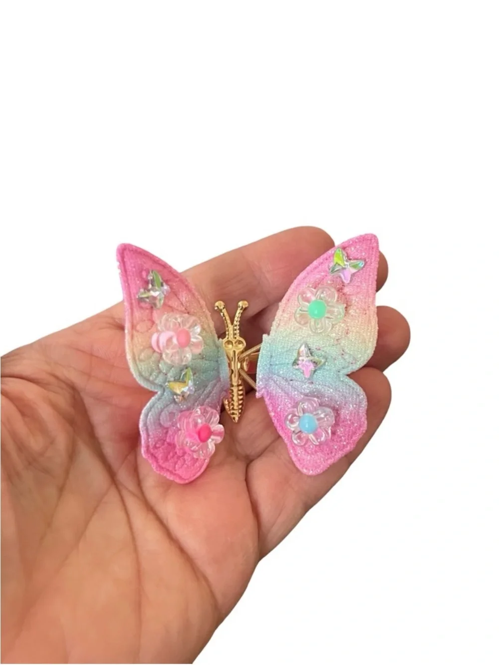 Kids Butterfly Hair Clip - Pink Pastel Sparkle